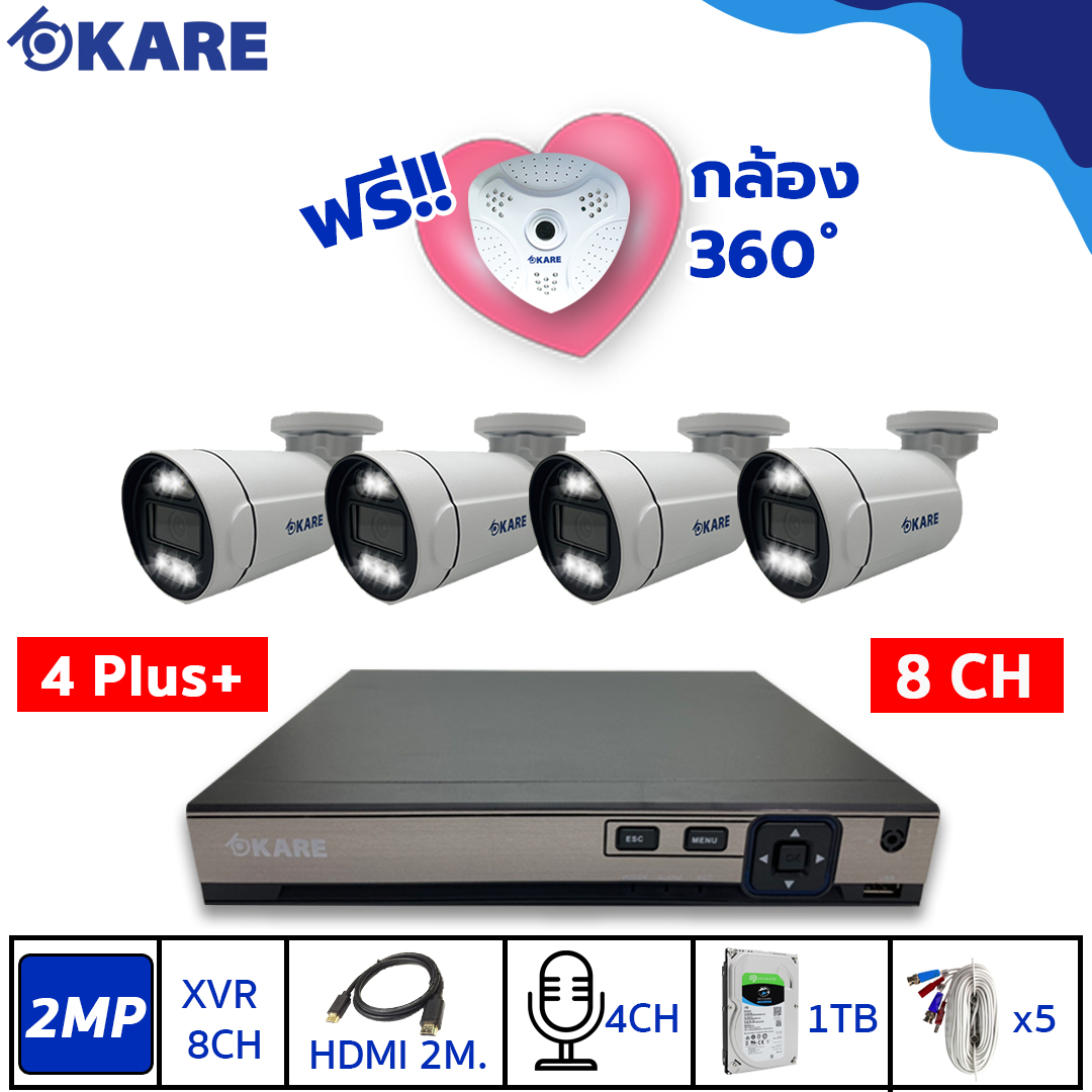 ชุดกล้องวงจรปิด 2 ล้านพิกเซล 4 ตัว Plus