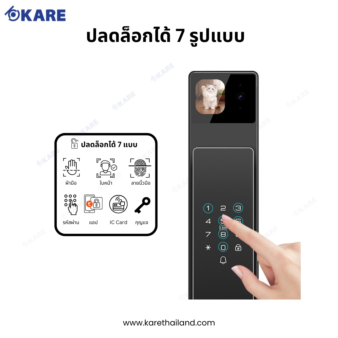 Digital Door Lock i990 - 7 unlock methods Digital Door Lock กลอนประตูดิจิทัล กลอนประตูดิจิตอล รุ่น i990 ปลดล็อกได้ 7 แบบ